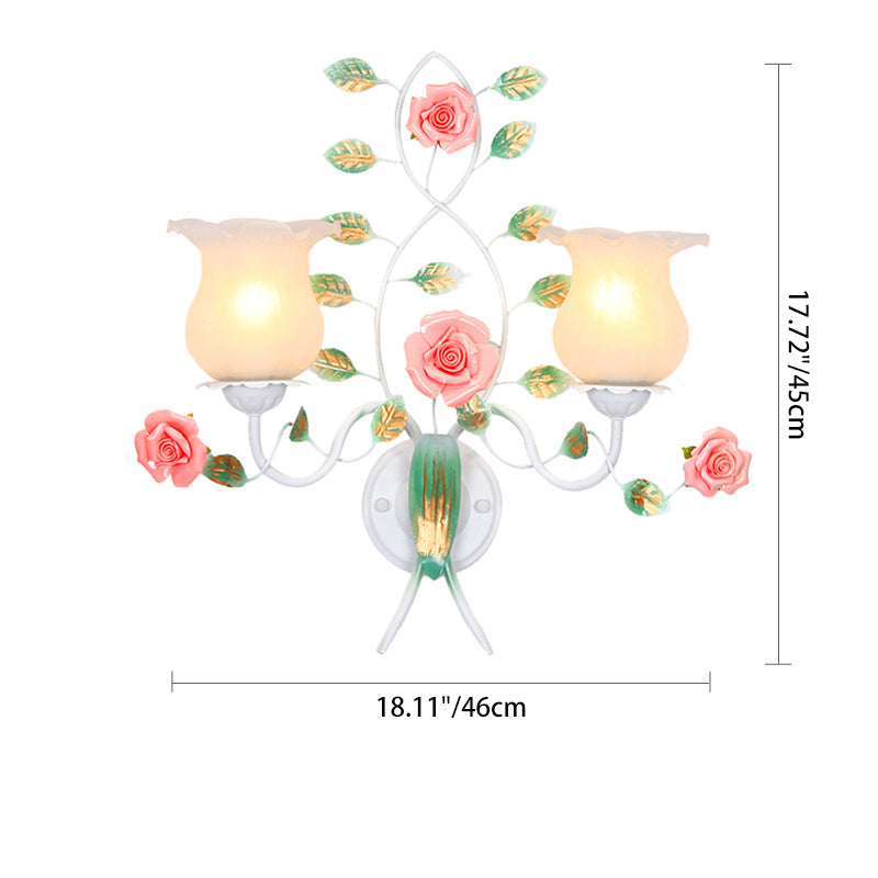 Floral Leaf Round Glass Wall Lamp