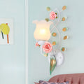 Floral Leaf Round Glass Wall Lamp