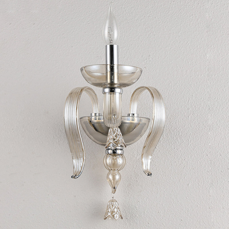 Curved Leaf Round Glass Wall Lamp