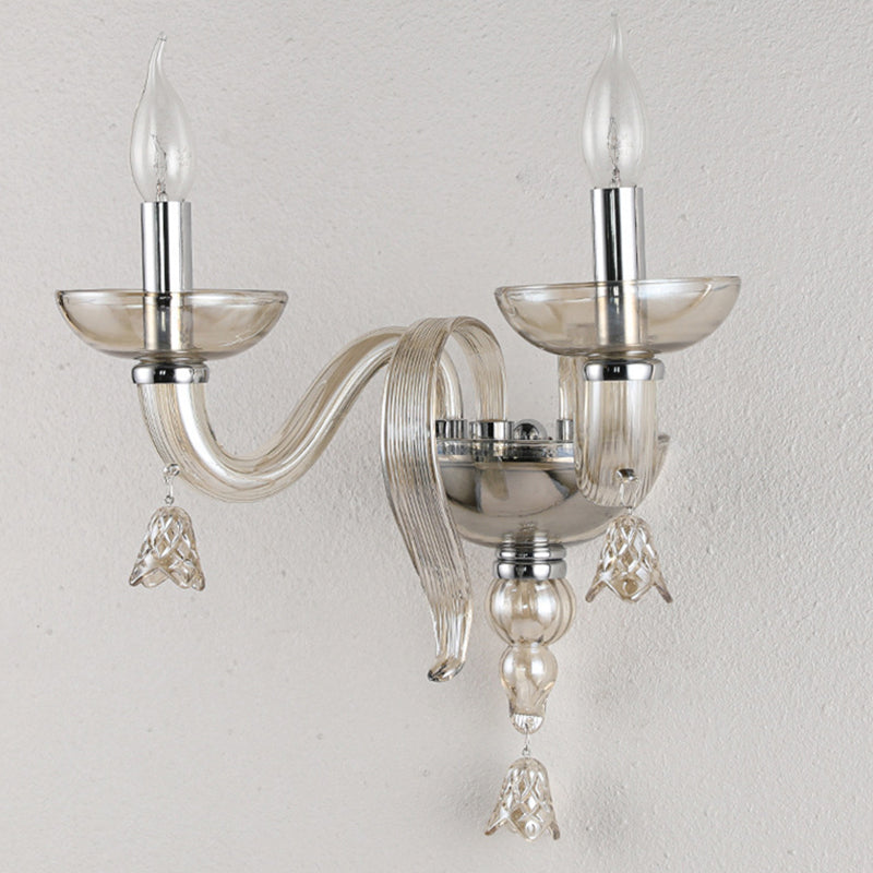 Curved Leaf Round Glass Wall Lamp