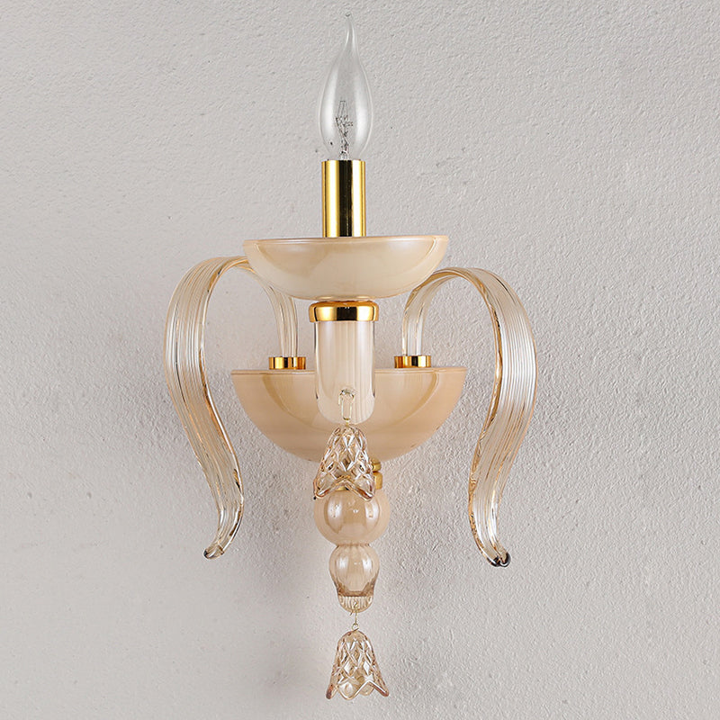 Curved Leaf Round Glass Wall Lamp