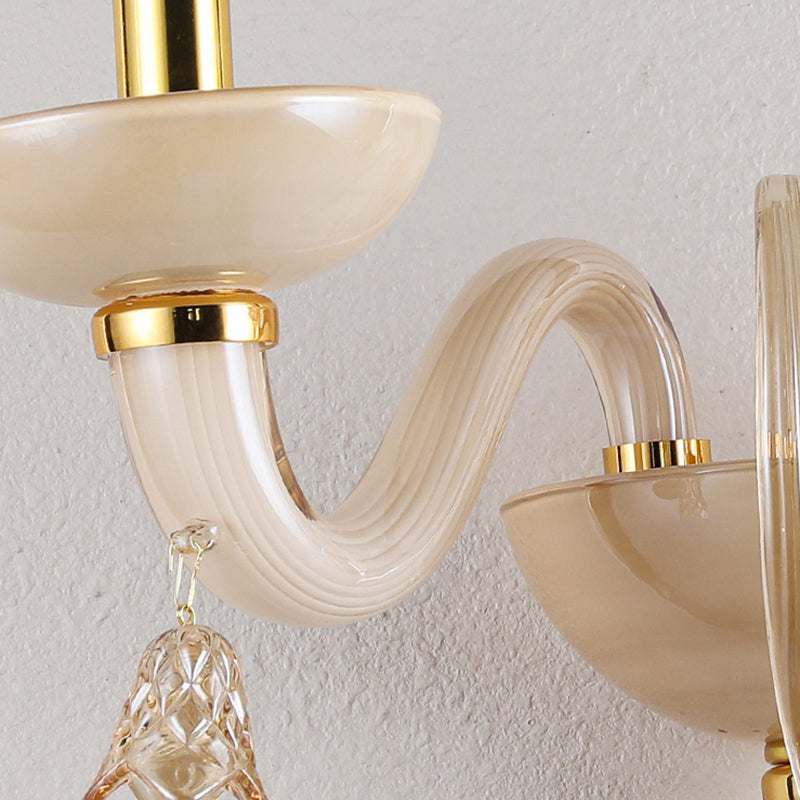Curved Leaf Round Glass Wall Lamp