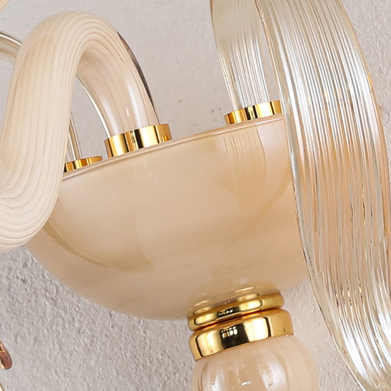 Curved Leaf Round Glass Wall Lamp