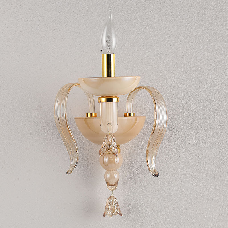 Curved Leaf Round Glass Wall Lamp