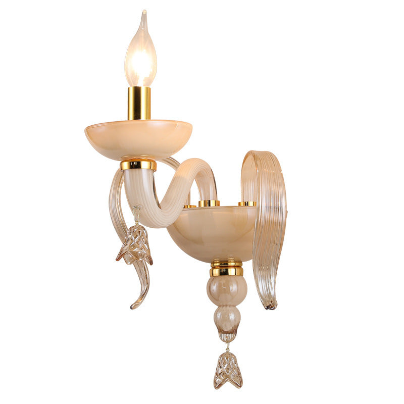 Curved Leaf Round Glass Wall Lamp
