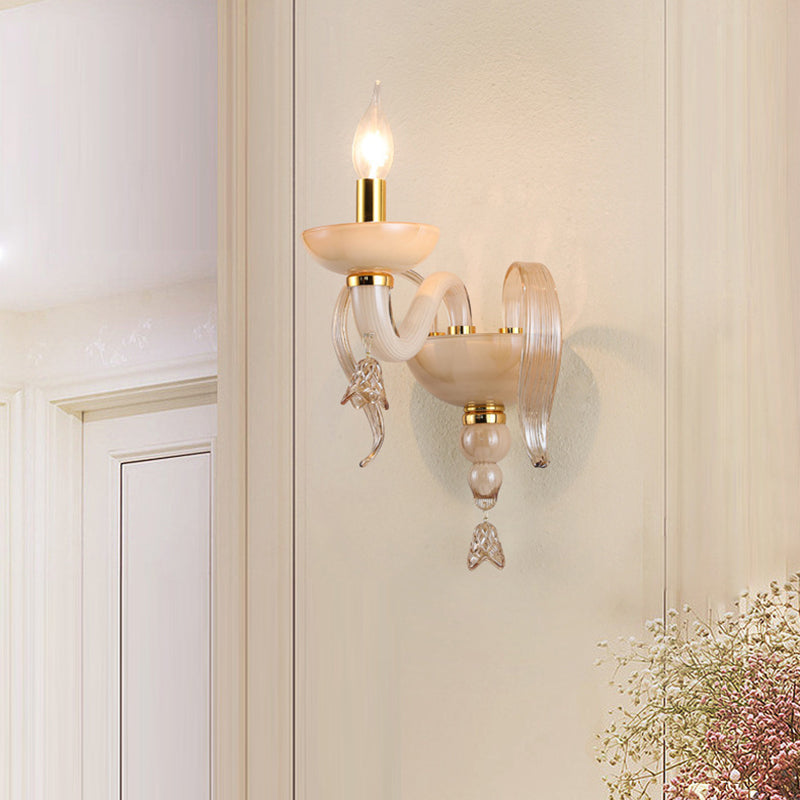 Curved Leaf Round Glass Wall Lamp
