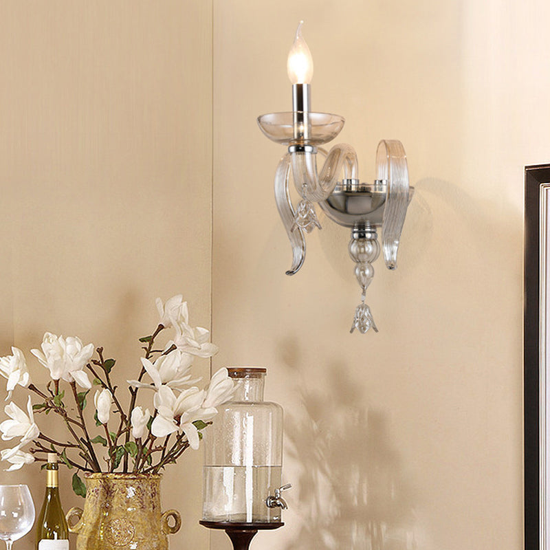 Curved Leaf Round Glass Wall Lamp