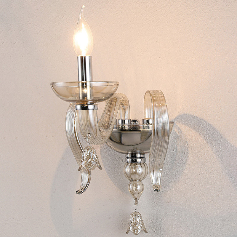 Curved Leaf Round Glass Wall Lamp