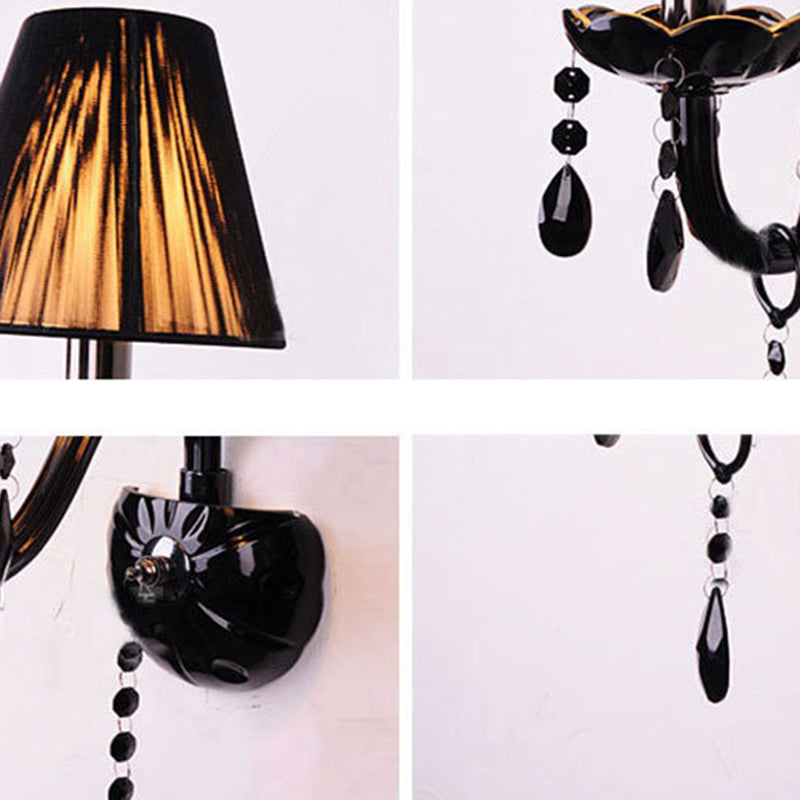 Candle Glass Fabric Crystal 2-Light Wall Lamp