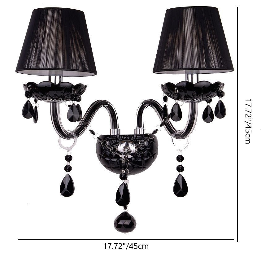 Candle Glass Fabric Crystal 2-Light Wall Lamp