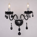 Candle Glass Fabric Crystal 2-Light Wall Lamp