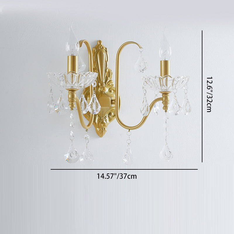 Candle Bent Crystal Iron 2-Light Wall Lamp