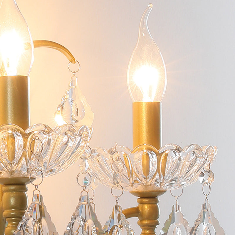 Candle Bent Crystal Iron 2-Light Wall Lamp
