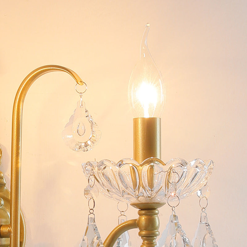 Candle Bent Crystal Iron 2-Light Wall Lamp