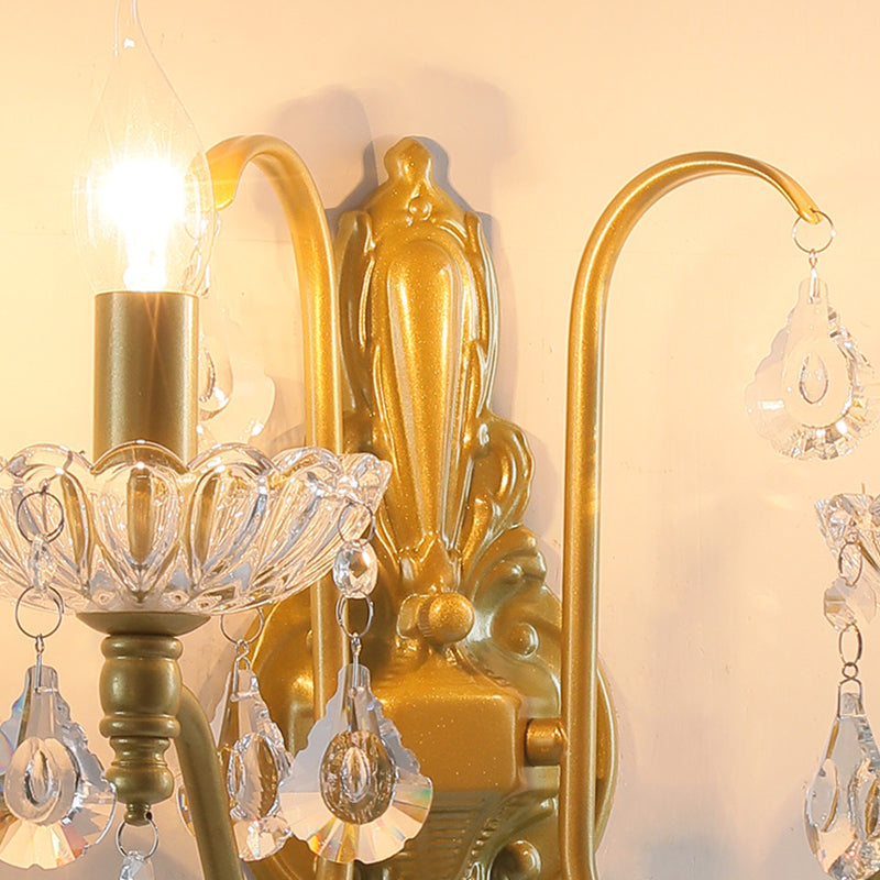 Candle Bent Crystal Iron 2-Light Wall Lamp