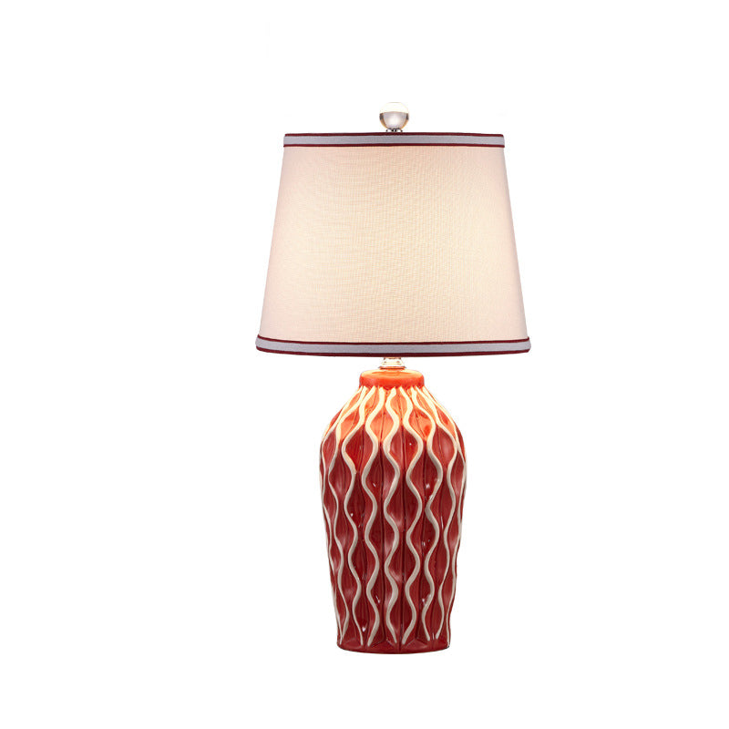 Patterned Sculpture Round Fabric Table Lamp