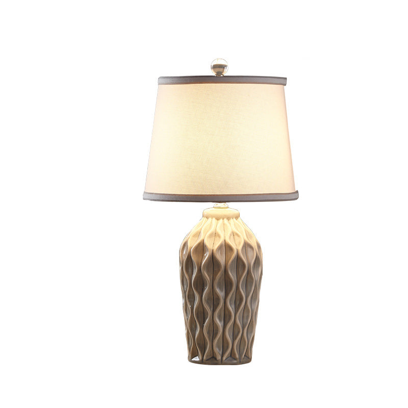 Patterned Sculpture Round Fabric Table Lamp