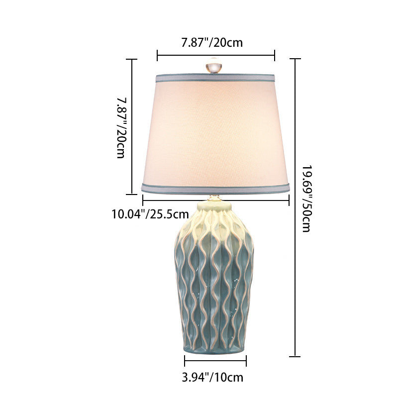Patterned Sculpture Round Fabric Table Lamp