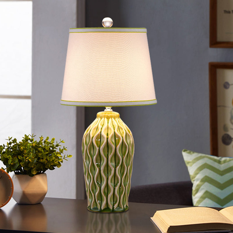 Patterned Sculpture Round Fabric Table Lamp