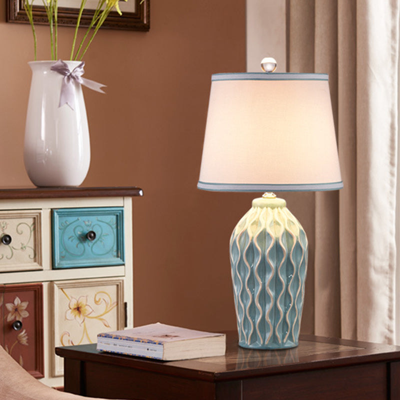 Patterned Sculpture Round Fabric Table Lamp