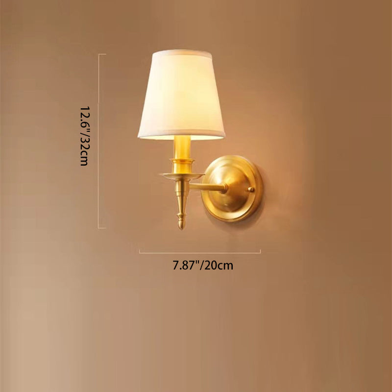 Scalloped Round Fabric Copper Wall Lamp