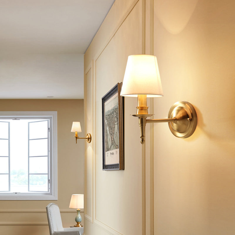 Scalloped Round Fabric Copper Wall Lamp
