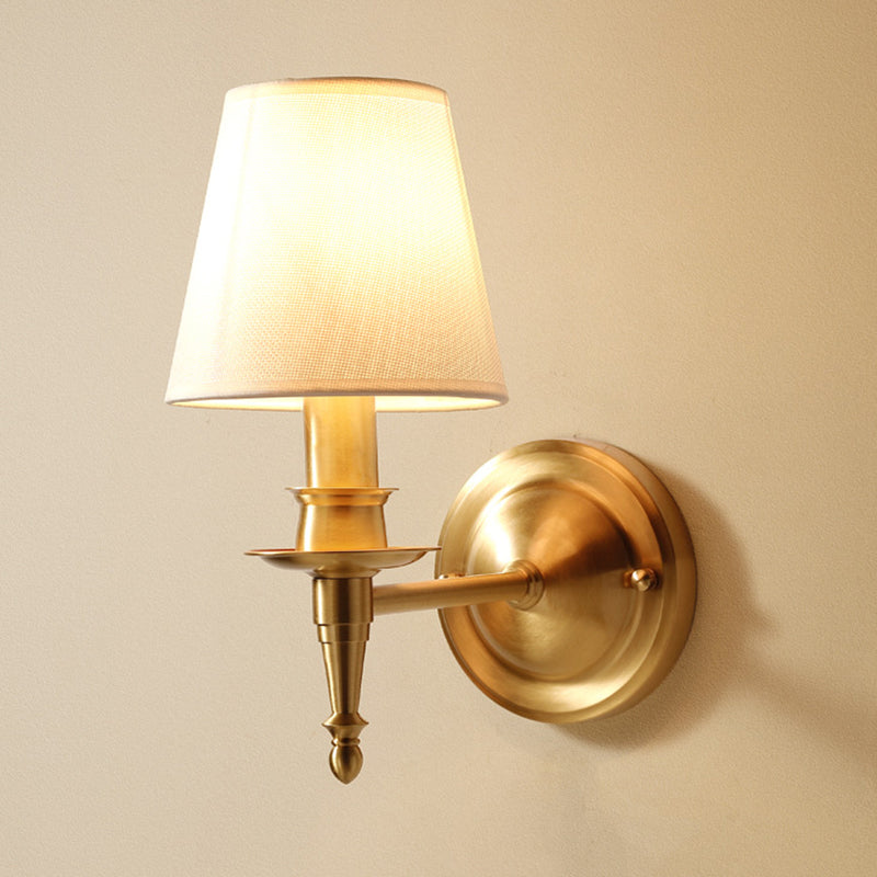 Scalloped Round Fabric Copper Wall Lamp