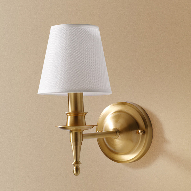 Scalloped Round Fabric Copper Wall Lamp
