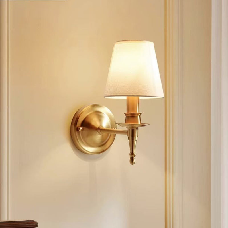 Scalloped Round Fabric Copper Wall Lamp