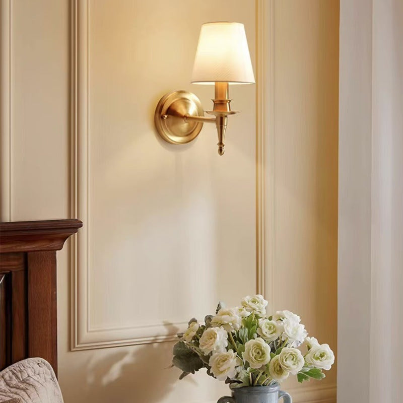Scalloped Round Fabric Copper Wall Lamp