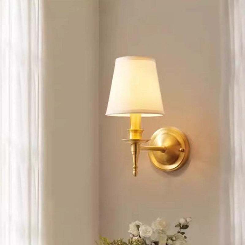 Scalloped Round Fabric Copper Wall Lamp