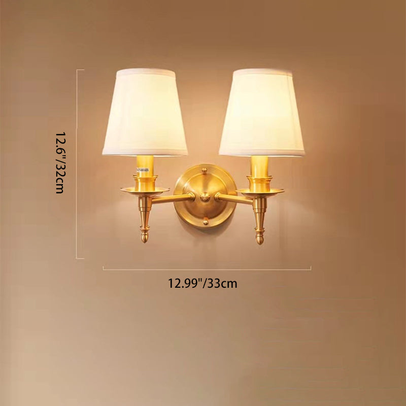 Scalloped Round Fabric Copper Wall Lamp