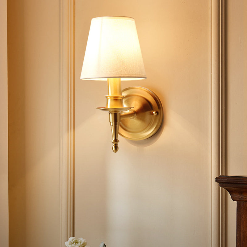 Scalloped Round Fabric Copper Wall Lamp
