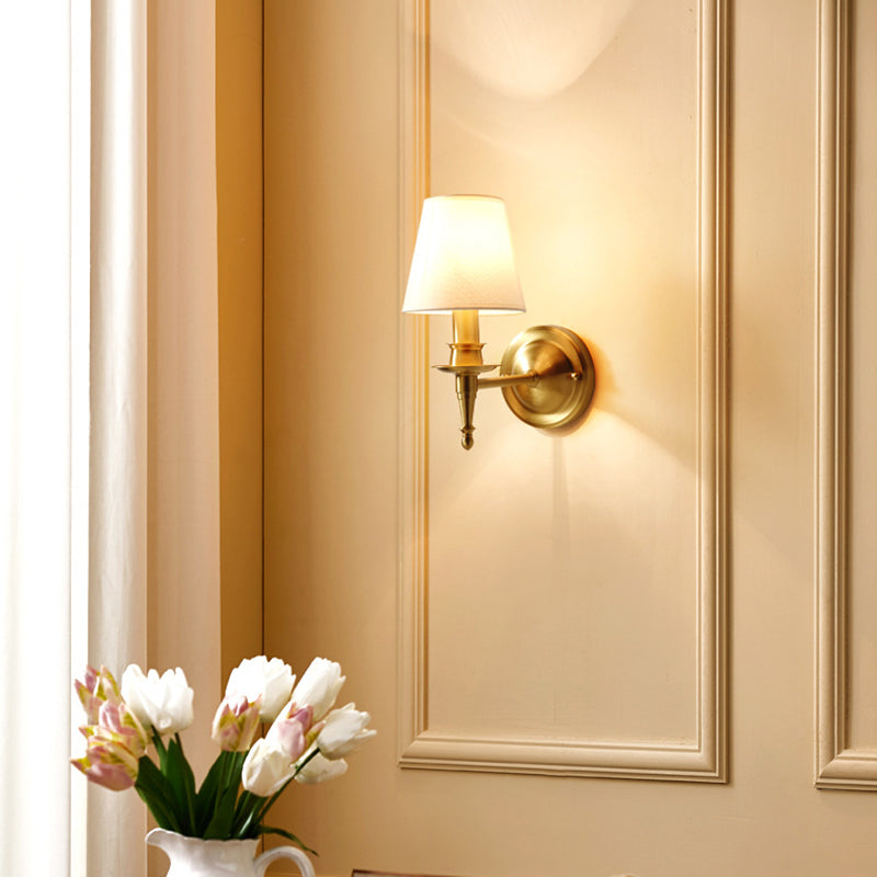 Scalloped Round Fabric Copper Wall Lamp