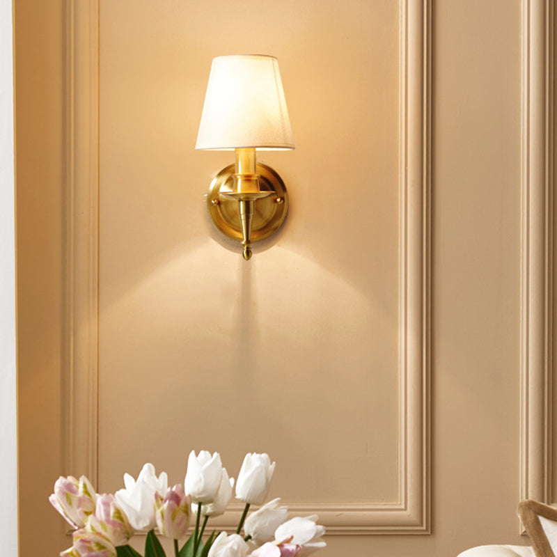 Scalloped Round Fabric Copper Wall Lamp