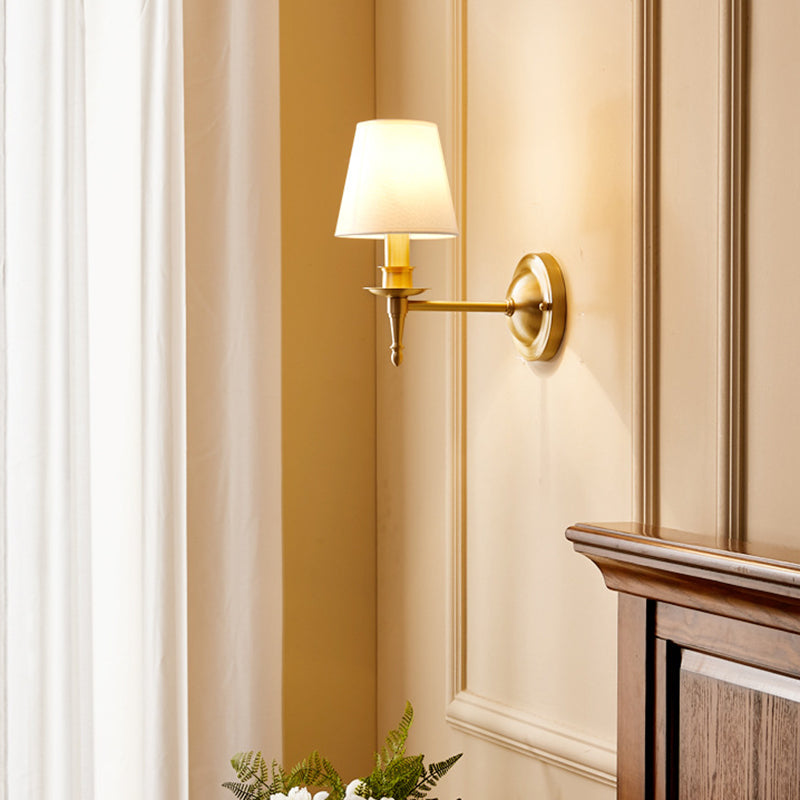 Scalloped Round Fabric Copper Wall Lamp