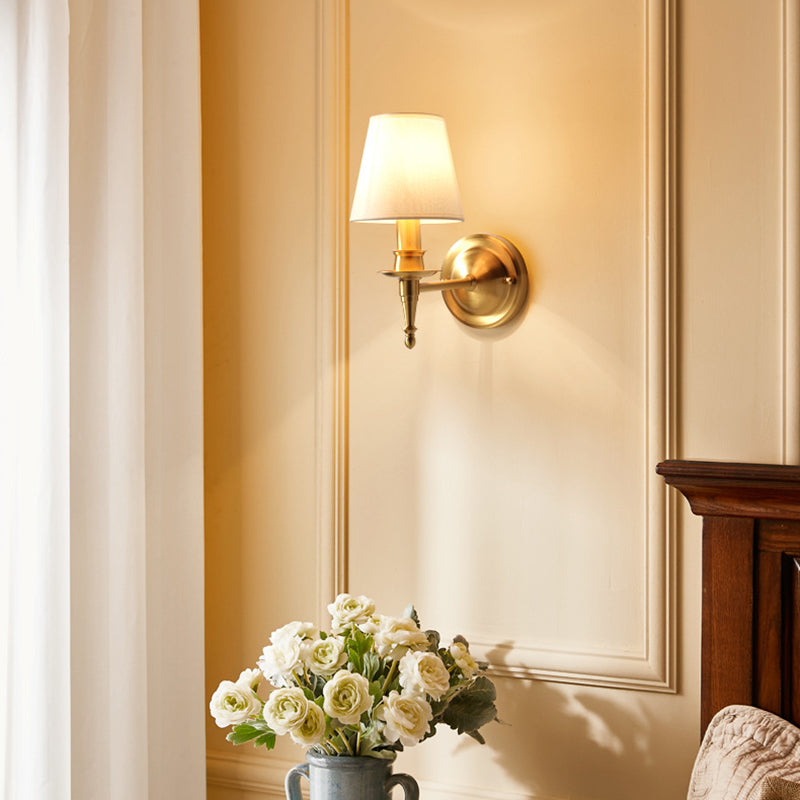 Scalloped Round Fabric Copper Wall Lamp