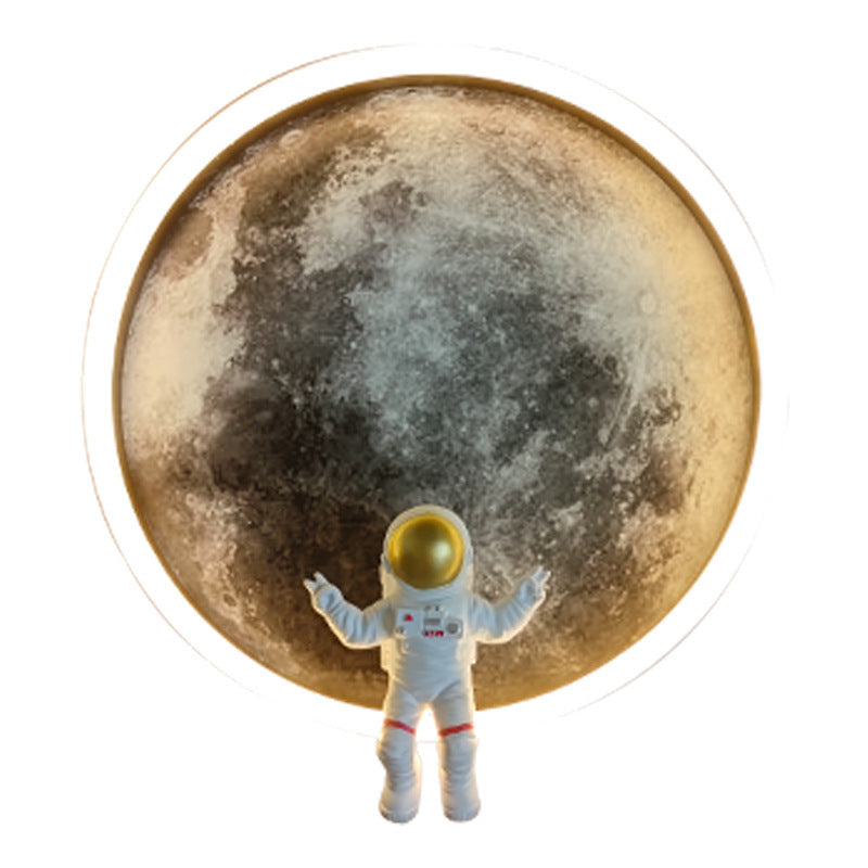 Astronaut Starry Night Round Wall Lamp