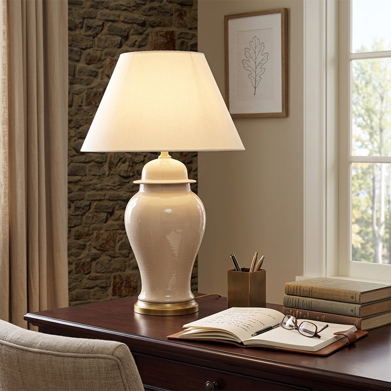 Ceramic Fabric Conic Vase Table Lamp