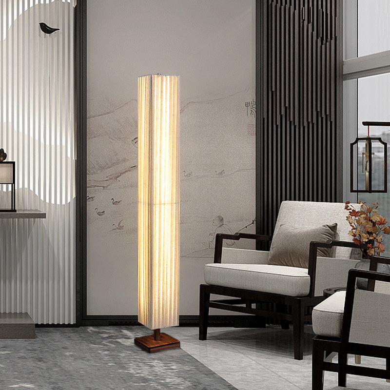 Traditional Japanese Column Rectangular Floor Lamp