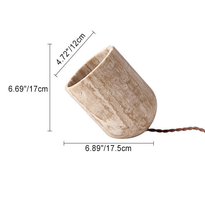 Travertine Handmade Cylinder Bedside Table Lamp