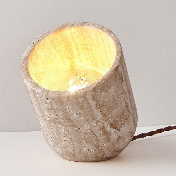 Travertine Handmade Cylinder Bedside Table Lamp