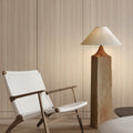 Wood Linen Cone Cylinder Floor Lamp