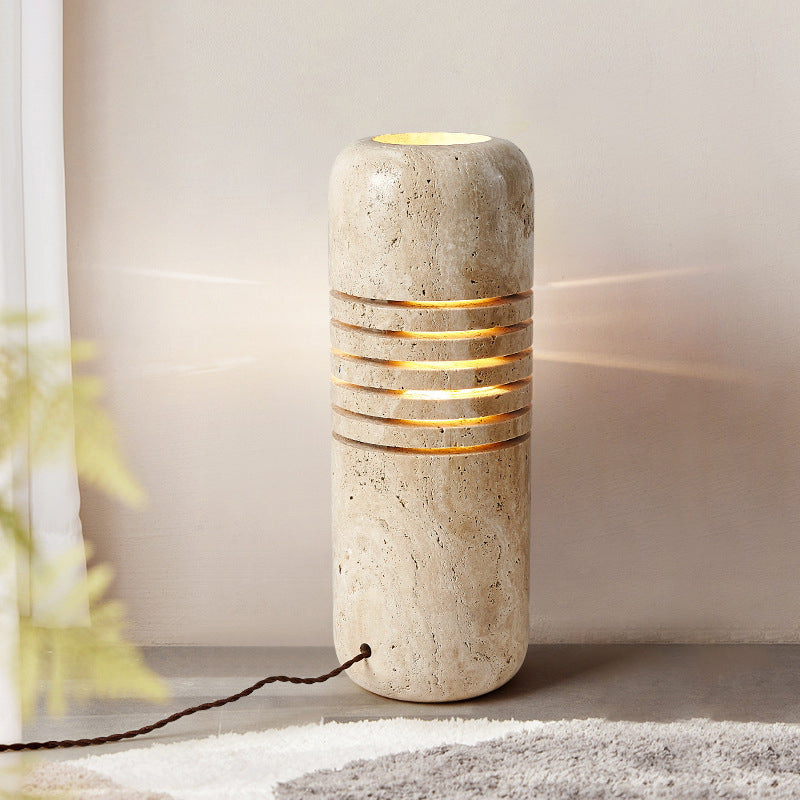 Travertine Handmade Cylinder Skeleton Floor Lamp