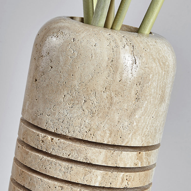 Travertine Handmade Cylinder Skeleton Floor Lamp