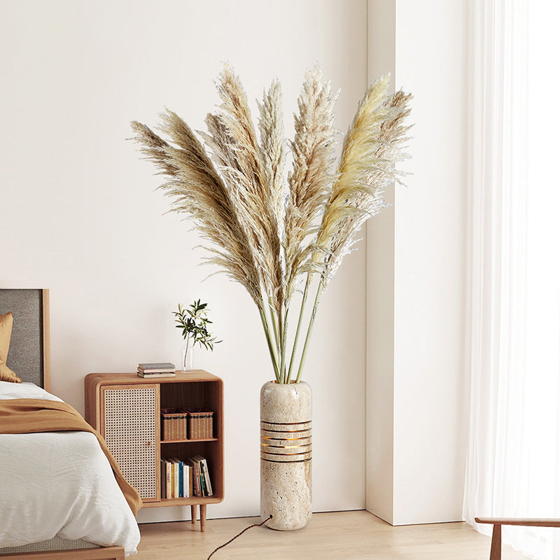 Travertine Handmade Cylinder Skeleton Floor Lamp