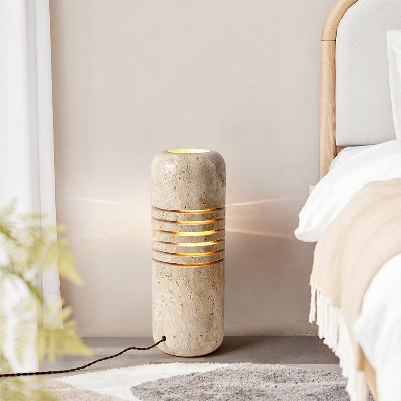 Travertine Handmade Cylinder Skeleton Floor Lamp