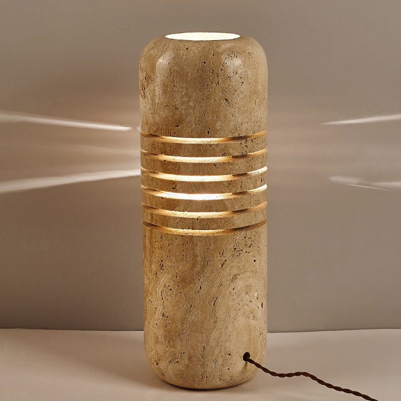 Travertine Handmade Cylinder Skeleton Floor Lamp