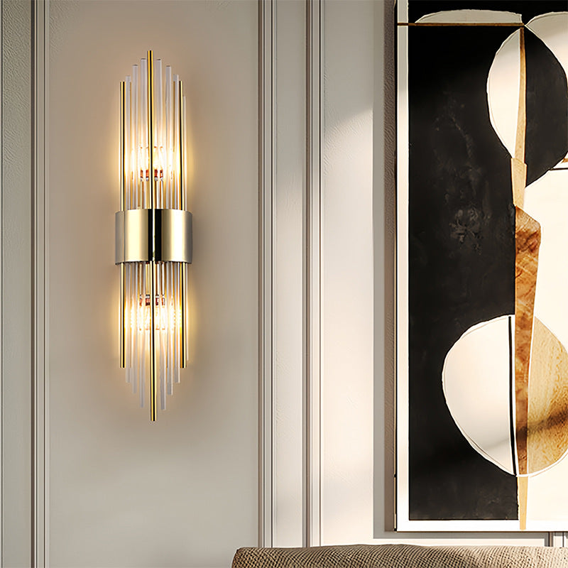 Stainless Steel Crystal Rhombic 2-Light Wall Lamp