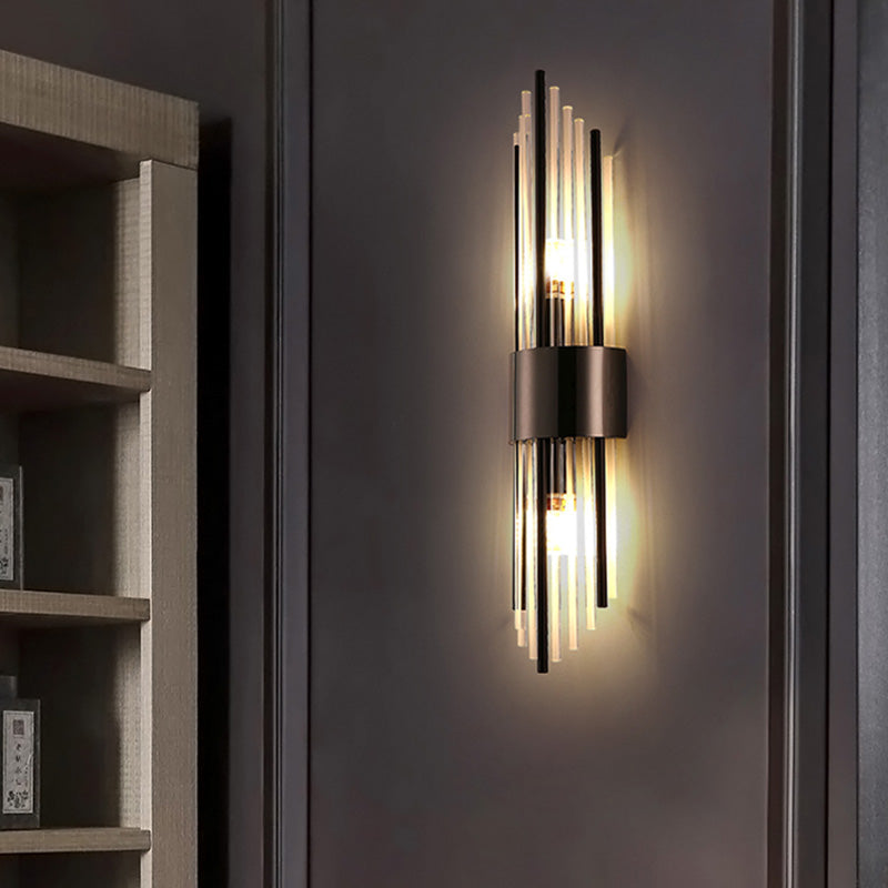 Stainless Steel Crystal Rhombic 2-Light Wall Lamp